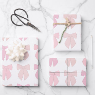 Pink Bows Wrapping Paper Sheet