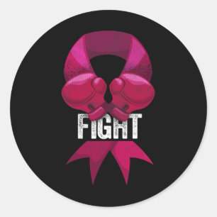Pink Boxing Glove Fighter Awareness Breast Cancer Classic Round Sticker