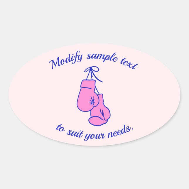 Pink Boxing Gloves  Card T-Shirt Oval Sticker (Front)