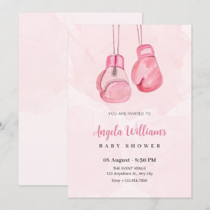 Pink boxing gloves invitation