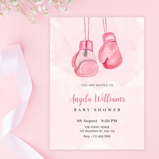 Pink boxing gloves  invitation (Creator Uploaded)