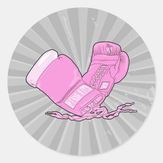 pink boxing gloves vector classic round sticker (Front)