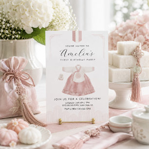 Pink Boy Hanbok Doljanchi the first birthday Invitation