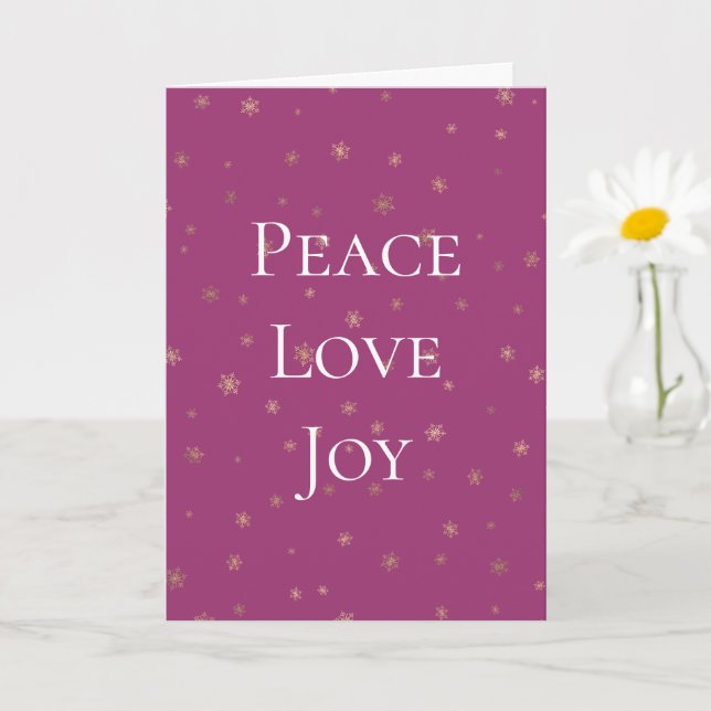 Pink Boysenberry Christmas Gold Snowflakes Card (Small Plant)