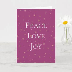 Pink Boysenberry Christmas Gold Snowflakes Card