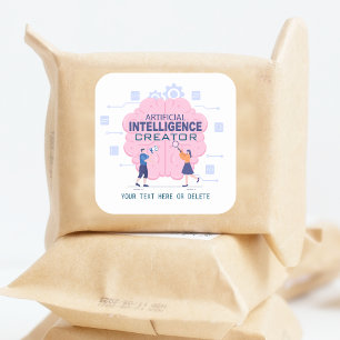 Pink brain illustration Artificial Intelligence  Square Sticker
