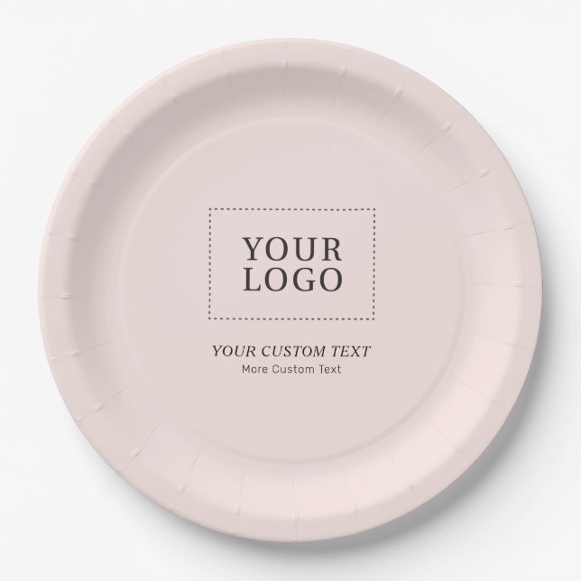 Pink Branded Custom Business Logo Promotional Paper Plate (Front)