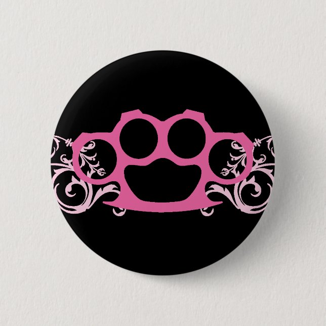 Pink Brass Knuckles 6 Cm Round Badge (Front)