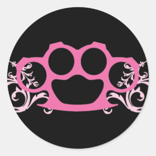 Pink Brass Knuckles Classic Round Sticker
