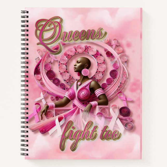 Pink Breast Cancer Awareness Black Woman Notebook (Front)