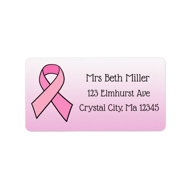Pink Breast Cancer Awareness Return Mailing Label (Front)