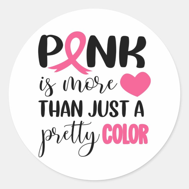 Pink breast Cancer Awareness Ribbon Classic Round Sticker (Front)