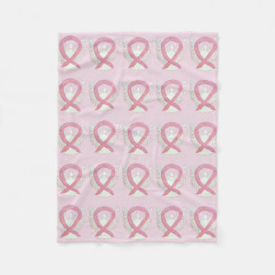 Pink Breast Cancer Awareness Ribbon Fleece Blanket
