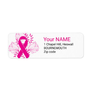 Pink Breast Cancer awareness ribbon flower outline