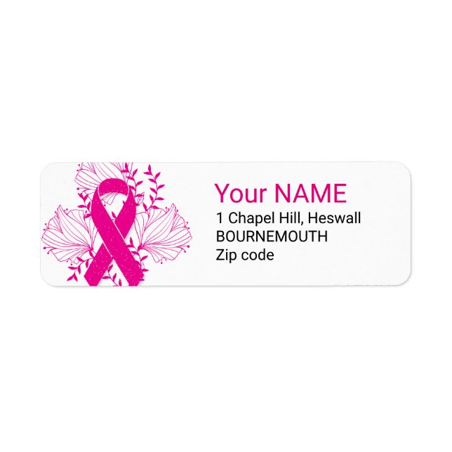 Pink Breast Cancer awareness ribbon flower outline (Front)
