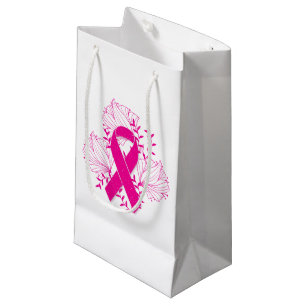 Pink Breast Cancer awareness ribbon flower outline Small Gift Bag