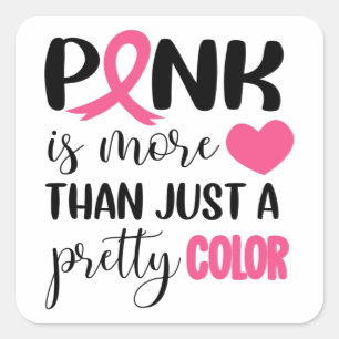 Pink breast Cancer Awareness Ribbon Square Sticker