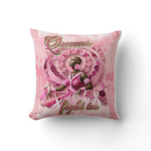 Pink Breast Cancer Awareness Throw Pillow