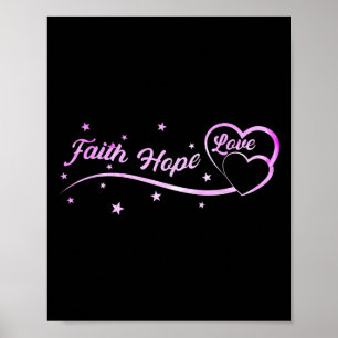 Pink Breast Cancer Faith Hope Love Breast Cancer A Poster