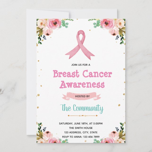 Pink breast cancer invitation (Front)