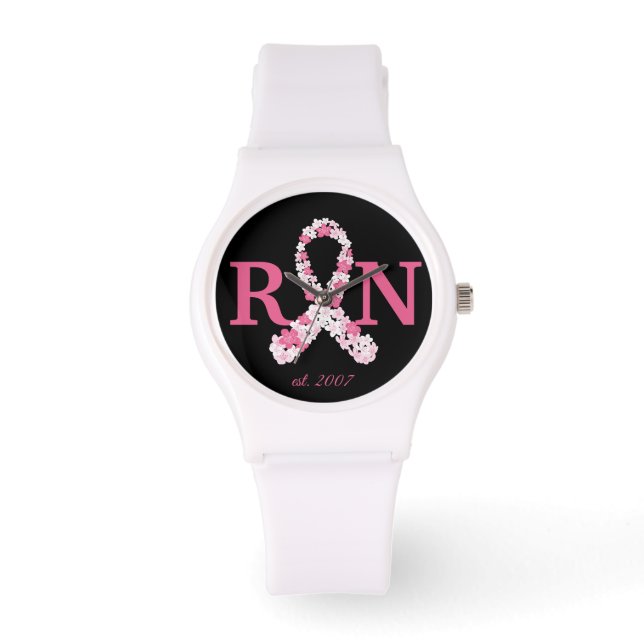 Pink Breast Cancer Registered Nurse Customisable Watch (Front)