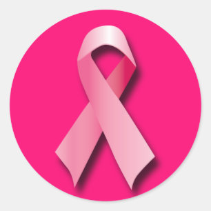 PINK BREAST CANCER RIBBON CLASSIC ROUND STICKER