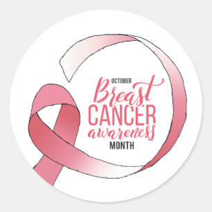 Pink Breast Cancer Ribbon Drawing BCA Month Classic Round Sticker