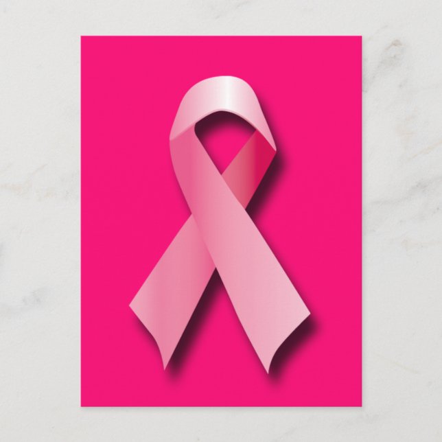 PINK BREAST CANCER RIBBON POSTCARD (Front)