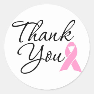 Pink Breast Cancer Ribbon Thank You Classic Round Sticker