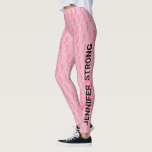 Pink Breast Cancer Run Your Name Double Ribbon Leggings<br><div class="desc">Join the breast cancer run races with these pink ribbon leggings,  your name & how strong you are or who you support.  Survivor or your text on one side.  Your name or who you support on the other side.  This version includes a larger ribbon along with the smaller ones.</div>