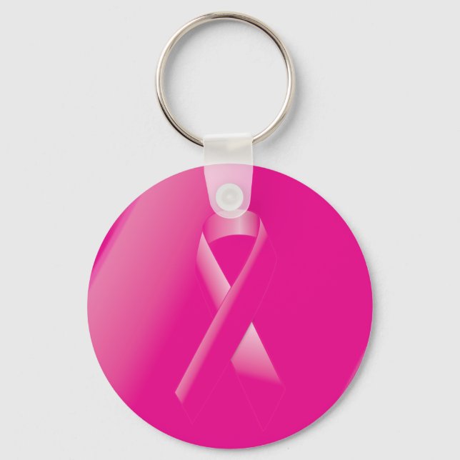 PINK BREAST CANCER SUPPORT RIBBON CAUSES WOMEN KEY RING (Front)