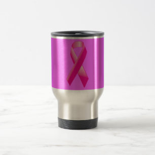 PINK BREAST CANCER SUPPORT RIBBON CAUSES WOMEN TRAVEL MUG