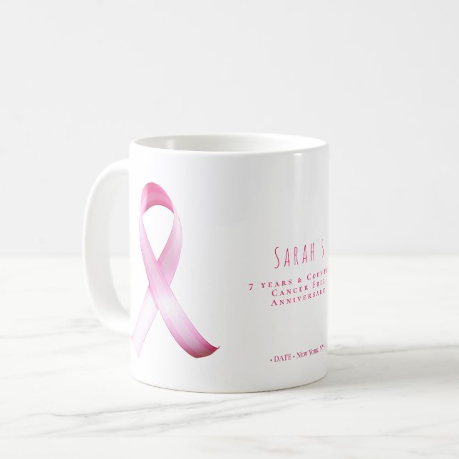 Pink Breast Cancer Survivor Fundraiser Party Coffee Mug (Front Left)