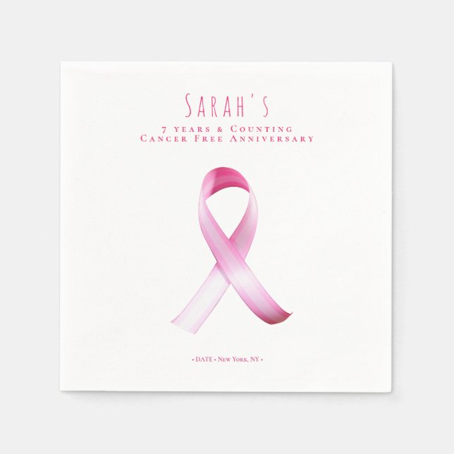 Pink Breast Cancer Survivor Fundraiser Party Napkin (Front)