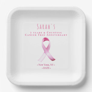 Pink Breast Cancer Survivor Fundraiser Party Paper Plate