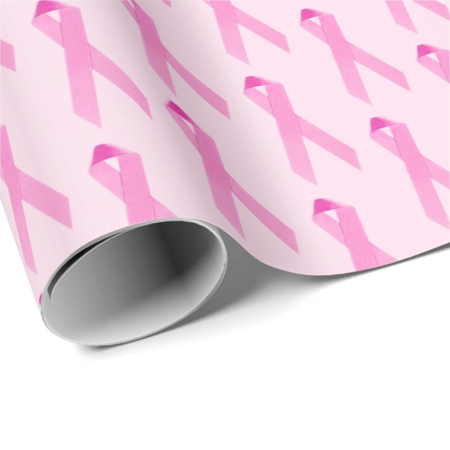 Pink Breast Cancer Survivor Ribbons  Wrapping Paper (Roll Corner)