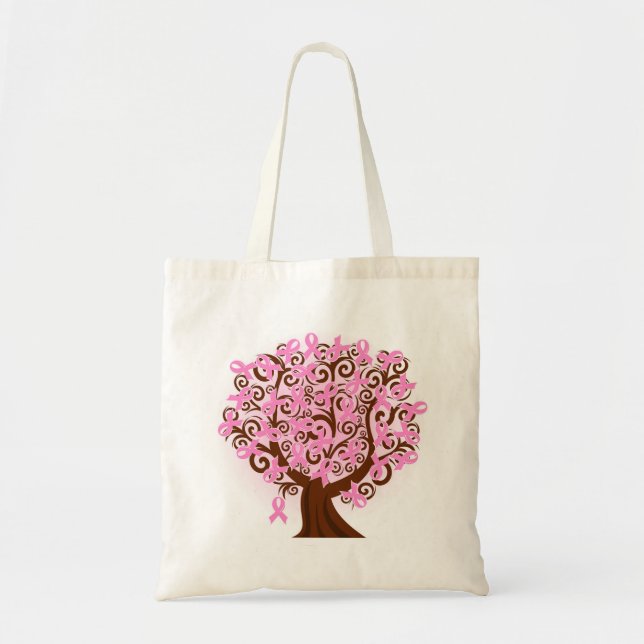 Pink breast cancer tree Budget Tote (Front)