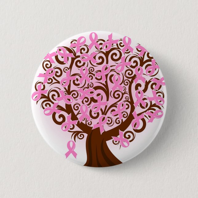 Pink Breast Cancer Tree of Hope 6 Cm Round Badge (Front)
