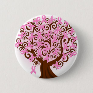 Pink Breast Cancer Tree of Hope 6 Cm Round Badge