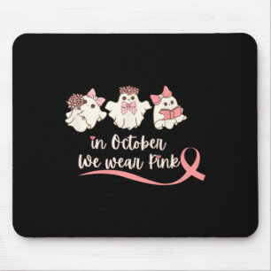 Pink Breast Cancer Warrior Cute Groovy Ghost Hallo Mouse Mat