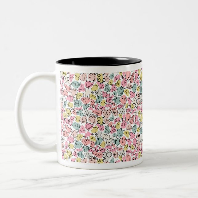 pink breast design Two-Tone coffee mug (Left)