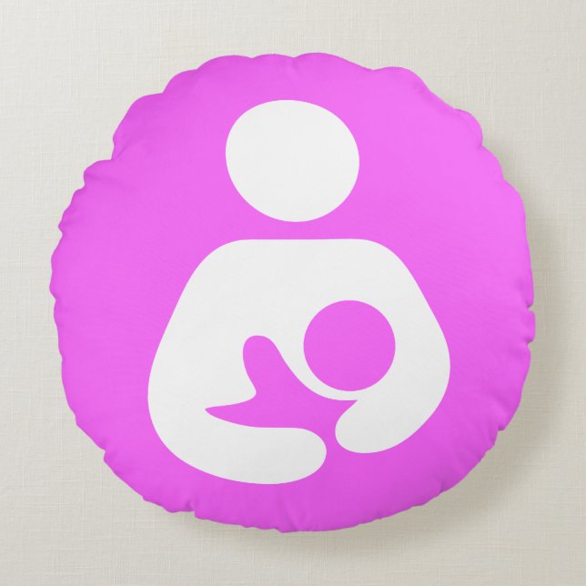 Pink Breastfeeding Icon Round Cushion (Front)