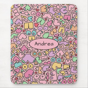 Pink breasts popular funny pattern mouse mat