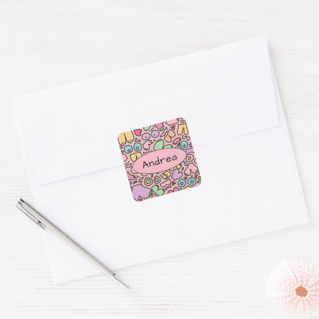 Pink breasts popular funny pattern square sticker (Envelope)
