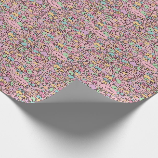 Pink breasts popular funny pattern wrapping paper (Corner)