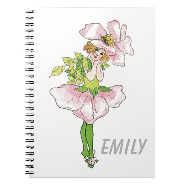 Pink Briar Rose Flower Floral Funny Cute Girl Notebook (Front)