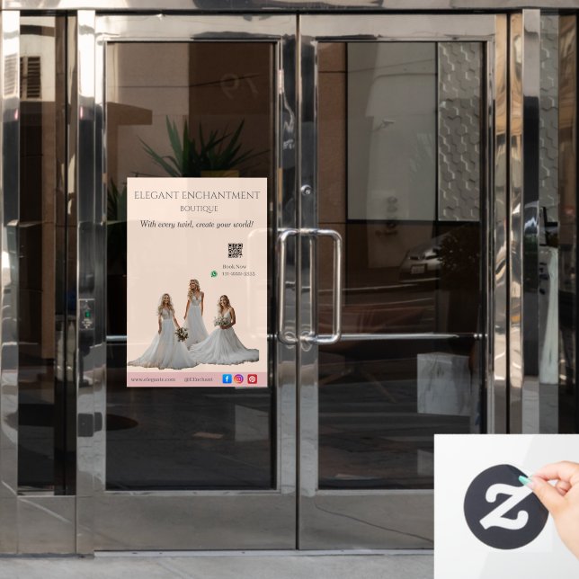 Pink Bridal Bliss Celebrate Love Happiness Wedding Window Cling (Office Door)