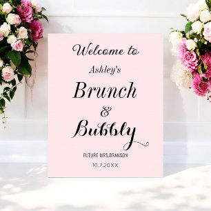 Pink Bridal Brunch Bubbly Welcome Poster
