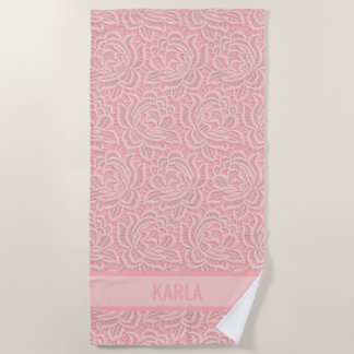 Pink Bridal Faux Lace Bachelorette Beach Towel