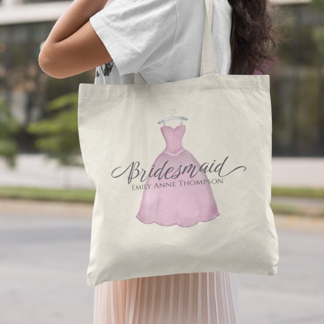 Pink Bridal Party Pink Bridesmaid Personalised Tote Bag (Creator Uploaded)